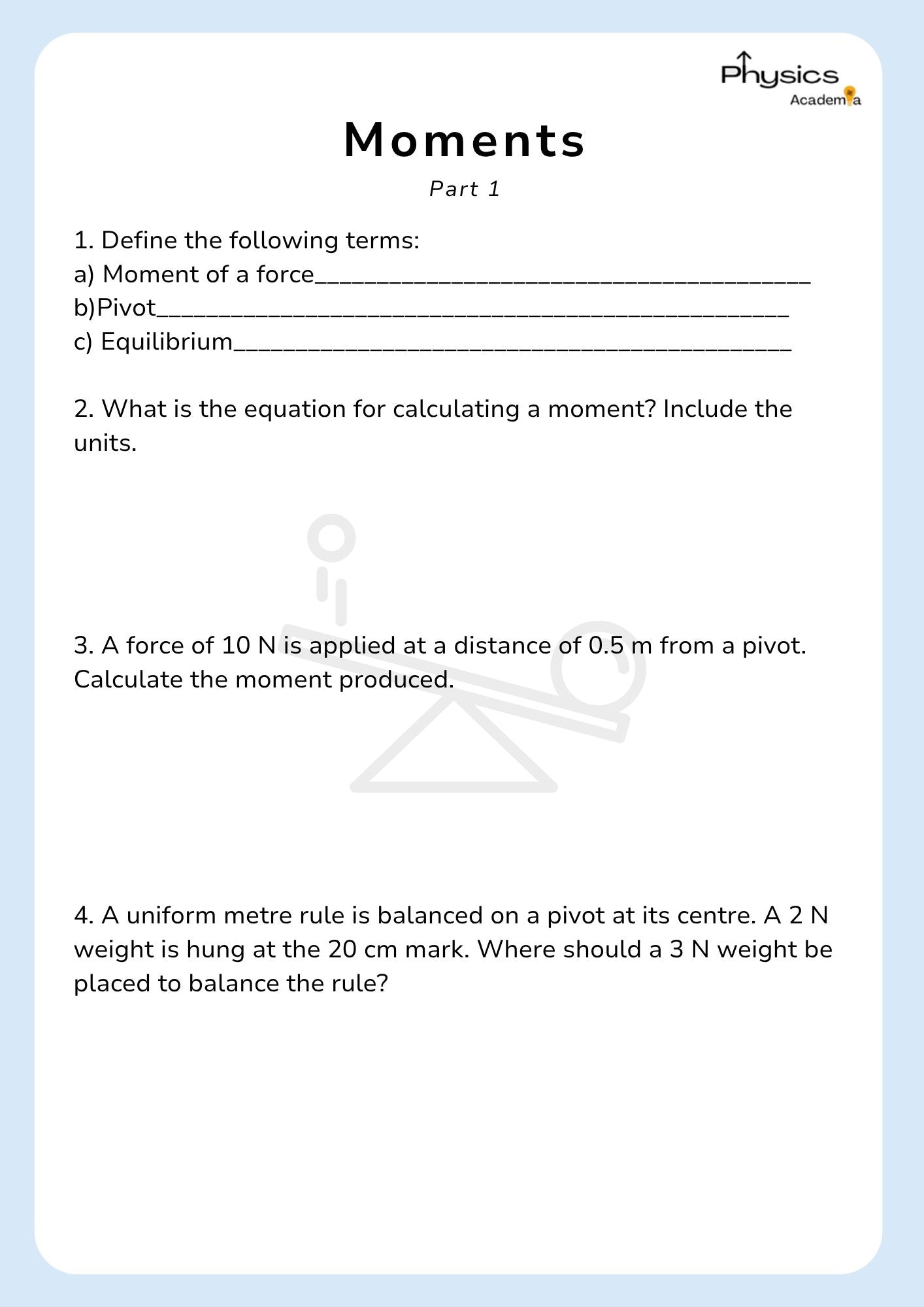 Physics Practice Booklet Year 9