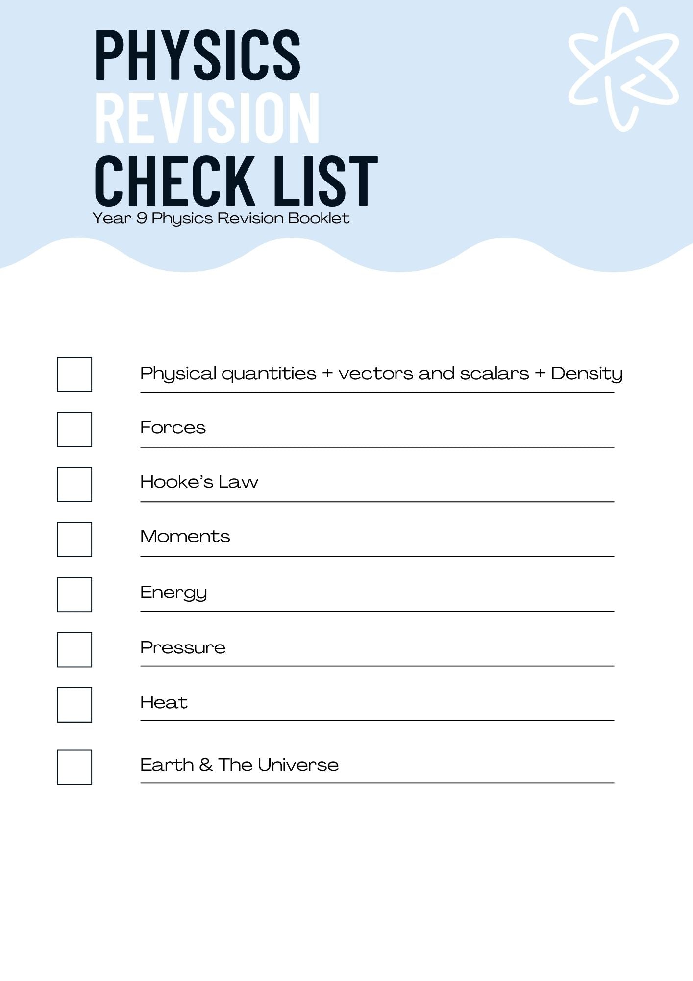 Physics Practice Booklet Year 9