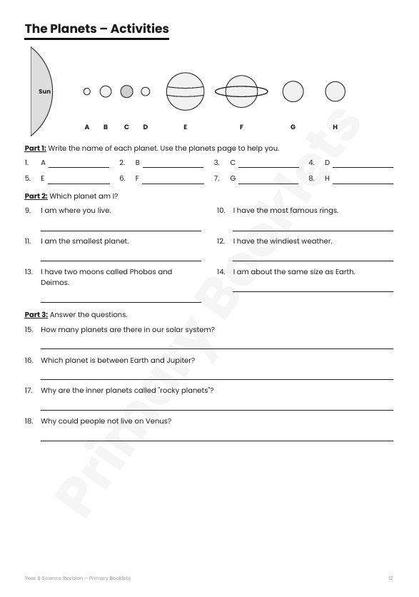 Science Notes & Exercises | Year 6