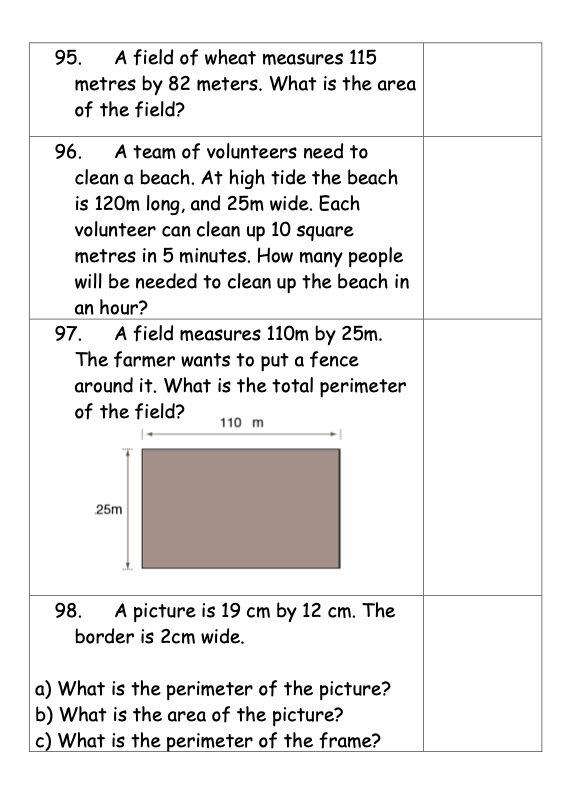 Maths Word Problems year 4-6