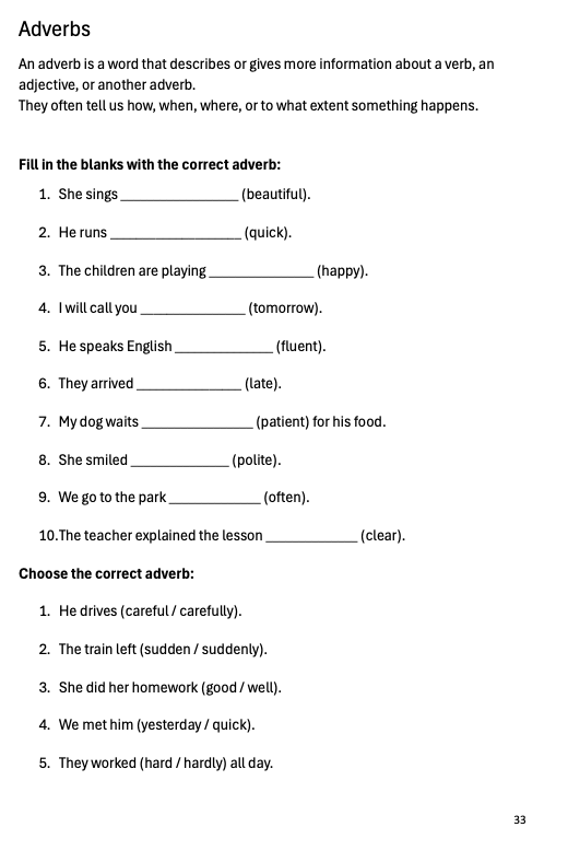 English Revision Booklet year 4