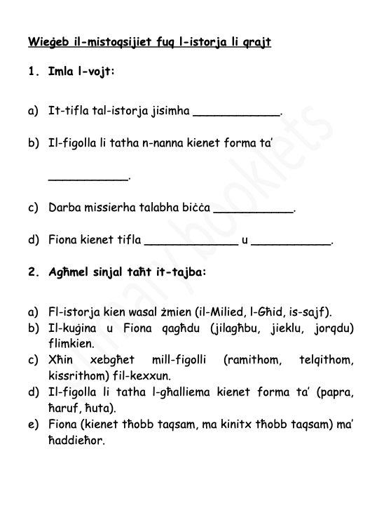 Il-Fehim mis-smiegħ tal-Malti year 4