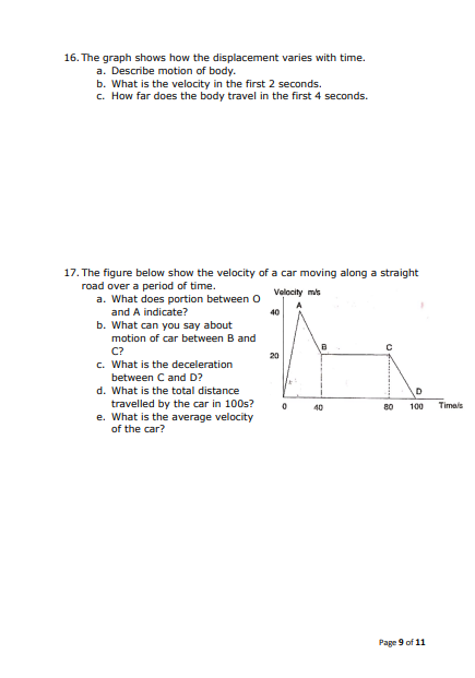 Linear Motion Exercises