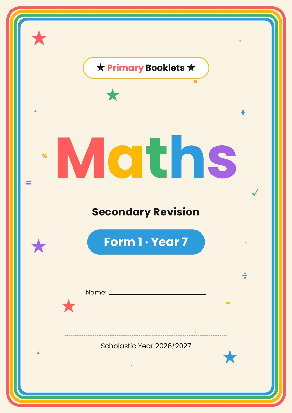 Maths Revision Booklet | Year 7