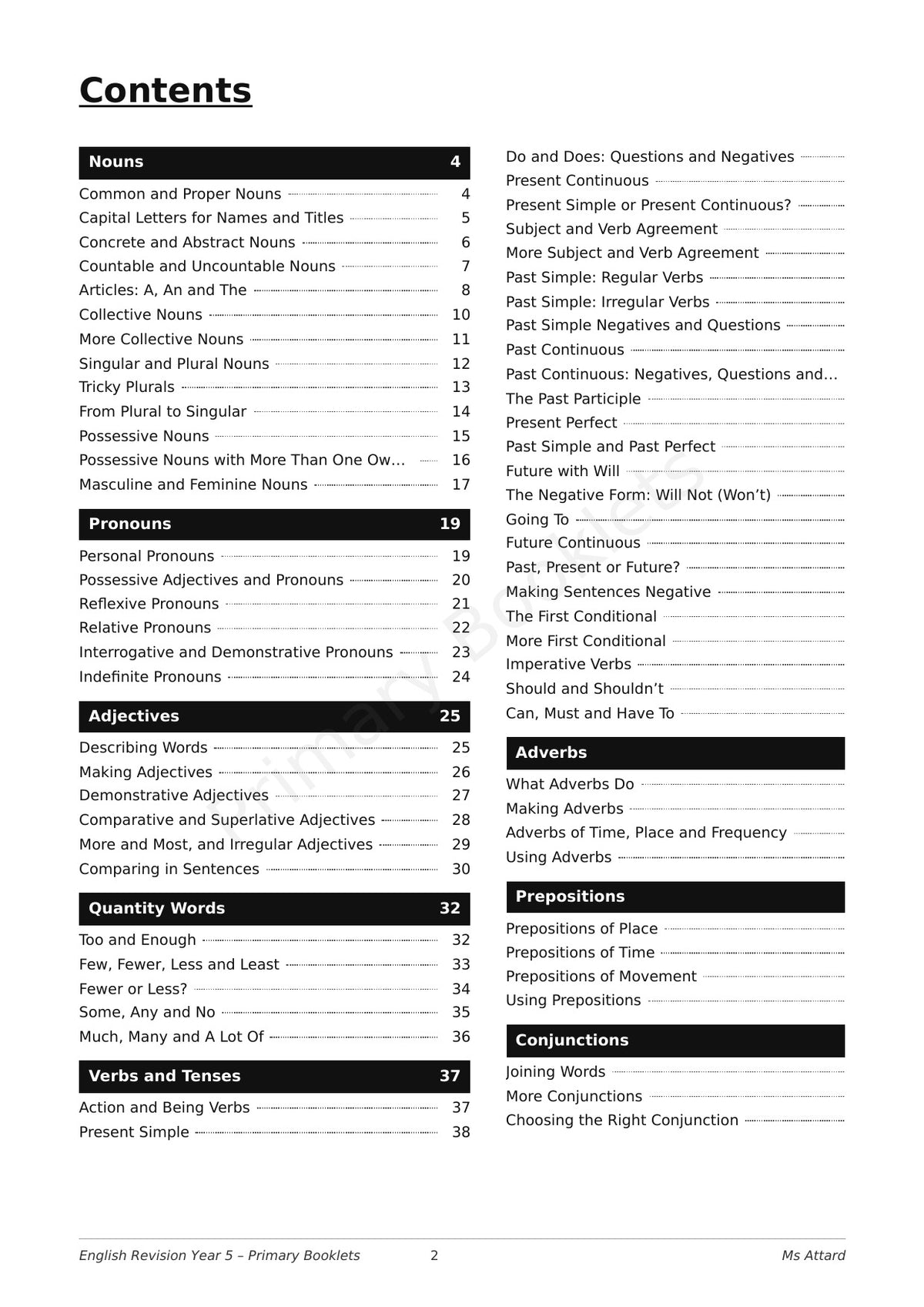 English Revision Booklet | Year 5