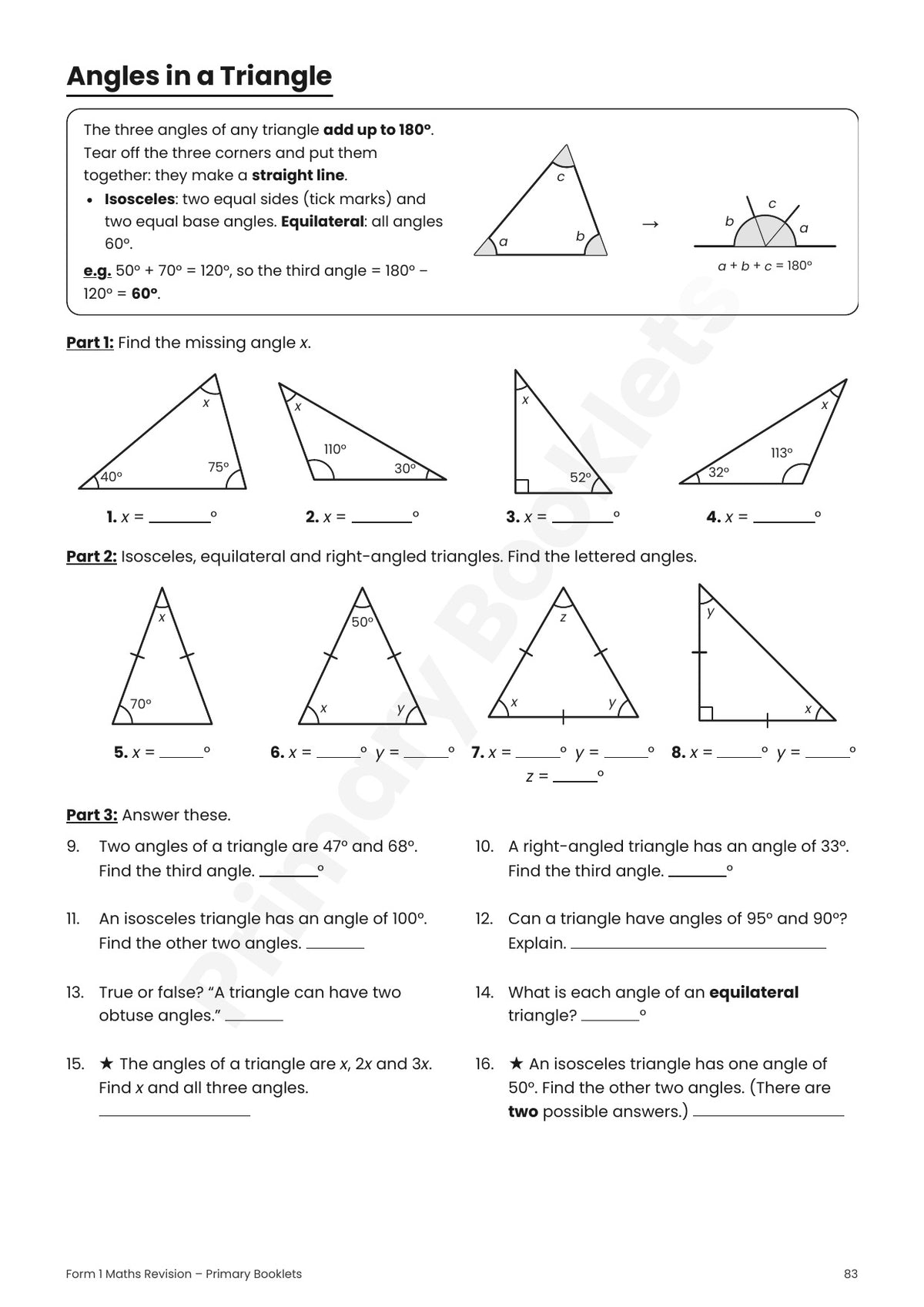 Maths Revision Booklet | Year 7