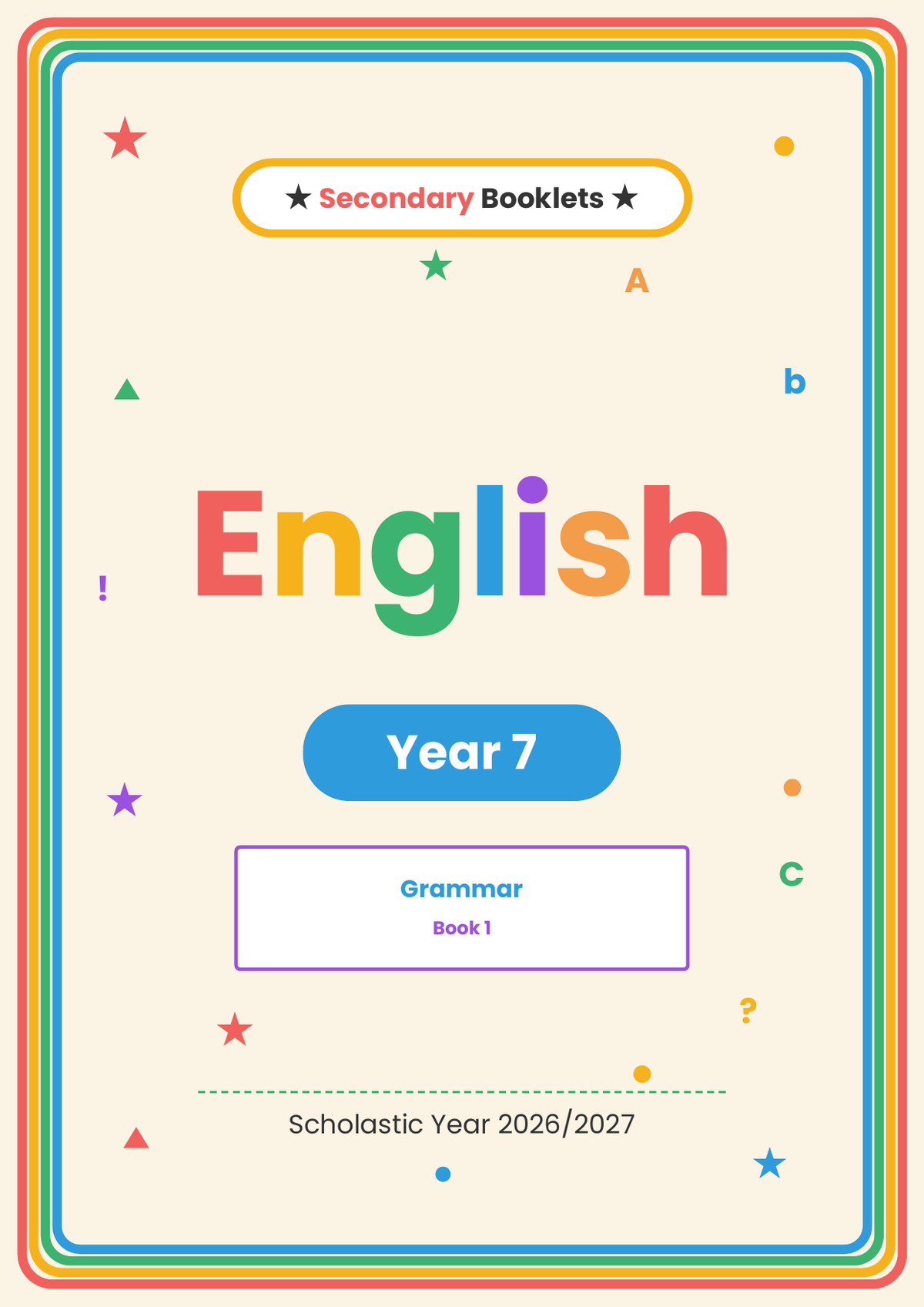 English Revision Booklet | Year 7