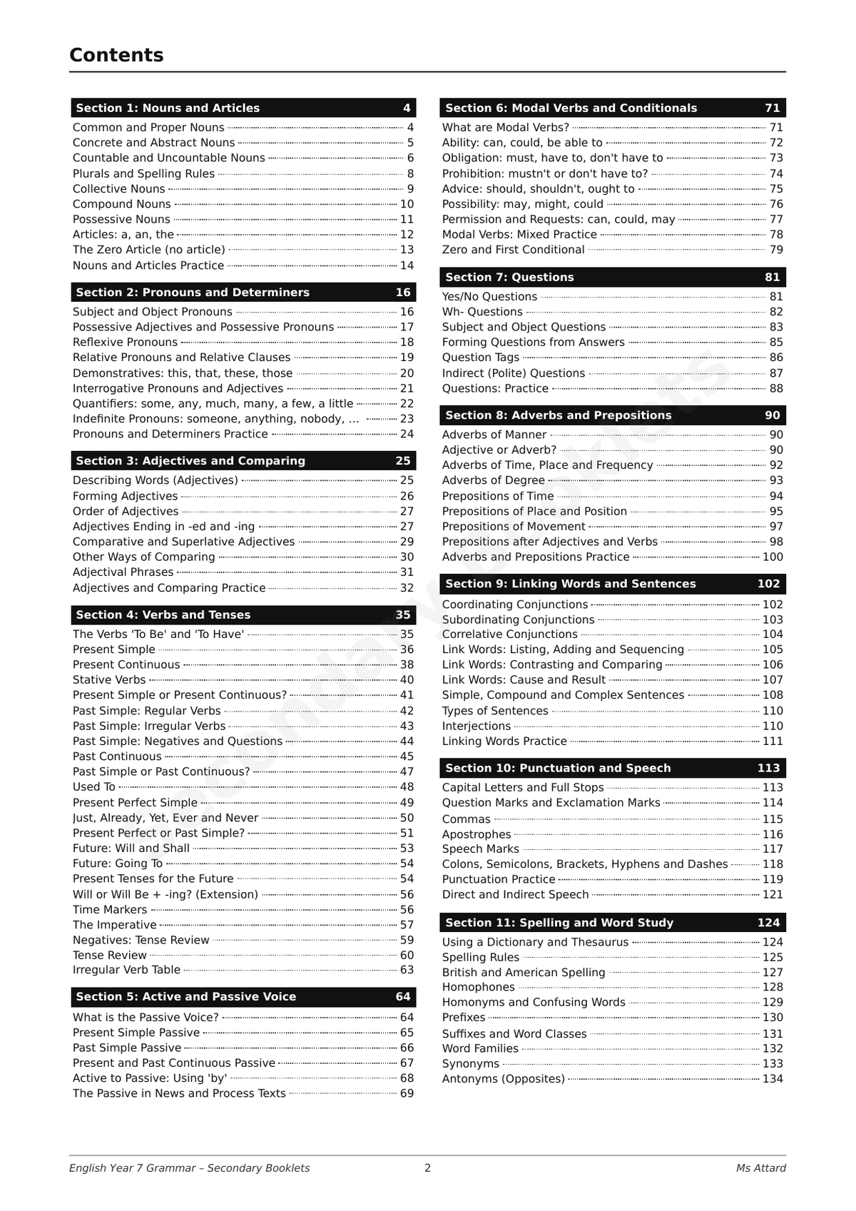 English Revision Booklet | Year 7