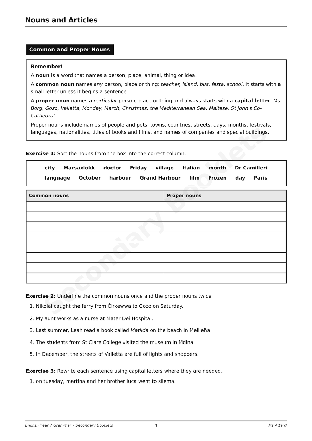 English Revision Booklet | Year 7