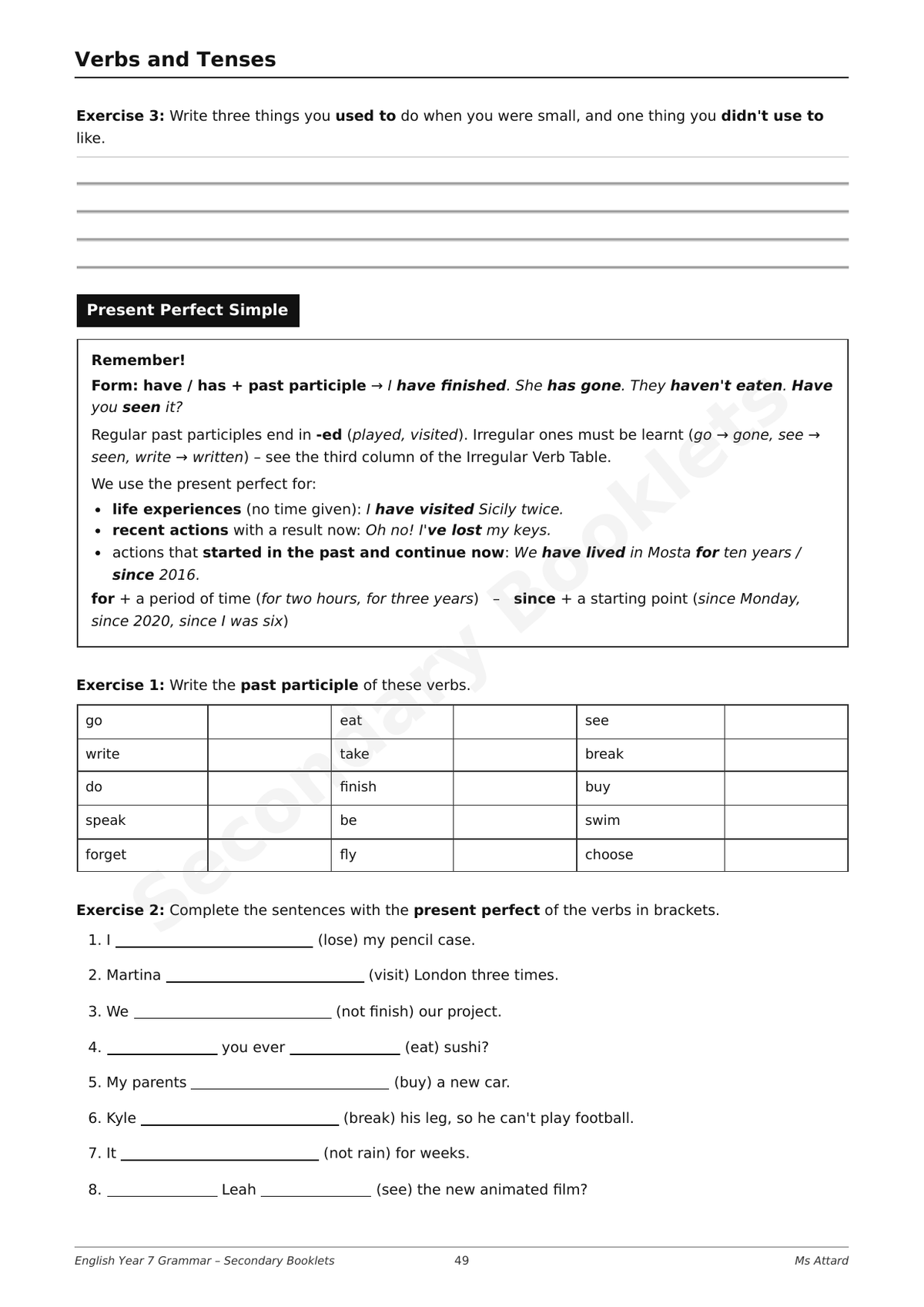 English Revision Booklet | Year 7