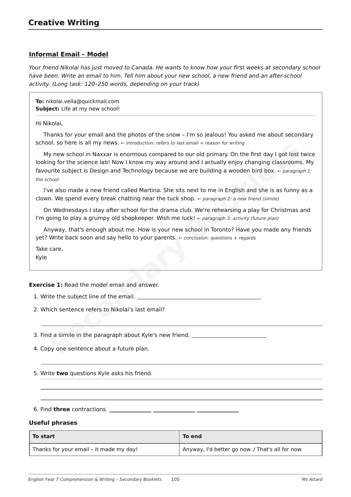 English Revision Booklet | Year 7