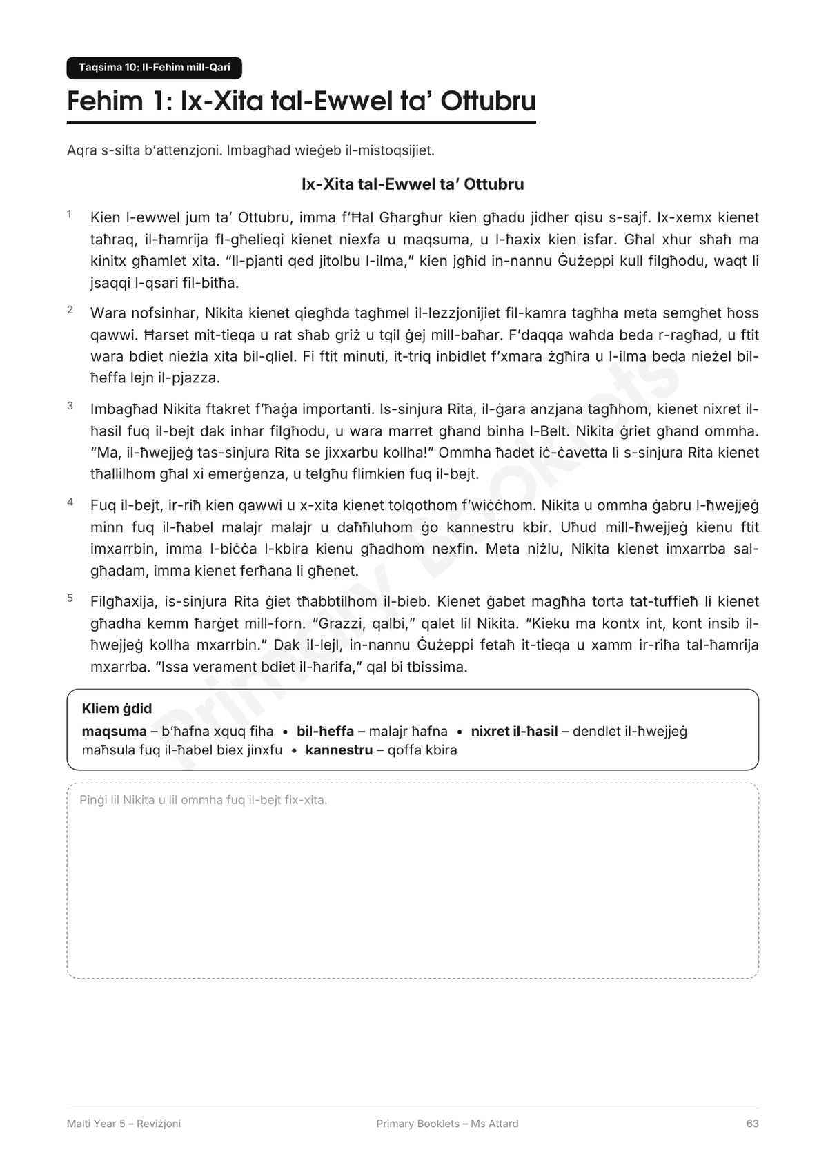 Maltese Revision Booklet | Year 5