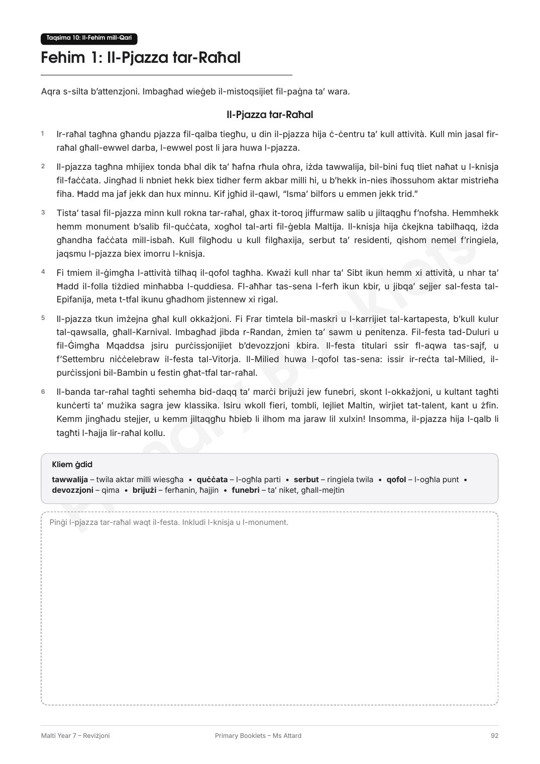 Maltese Revision Booklet | Year 7