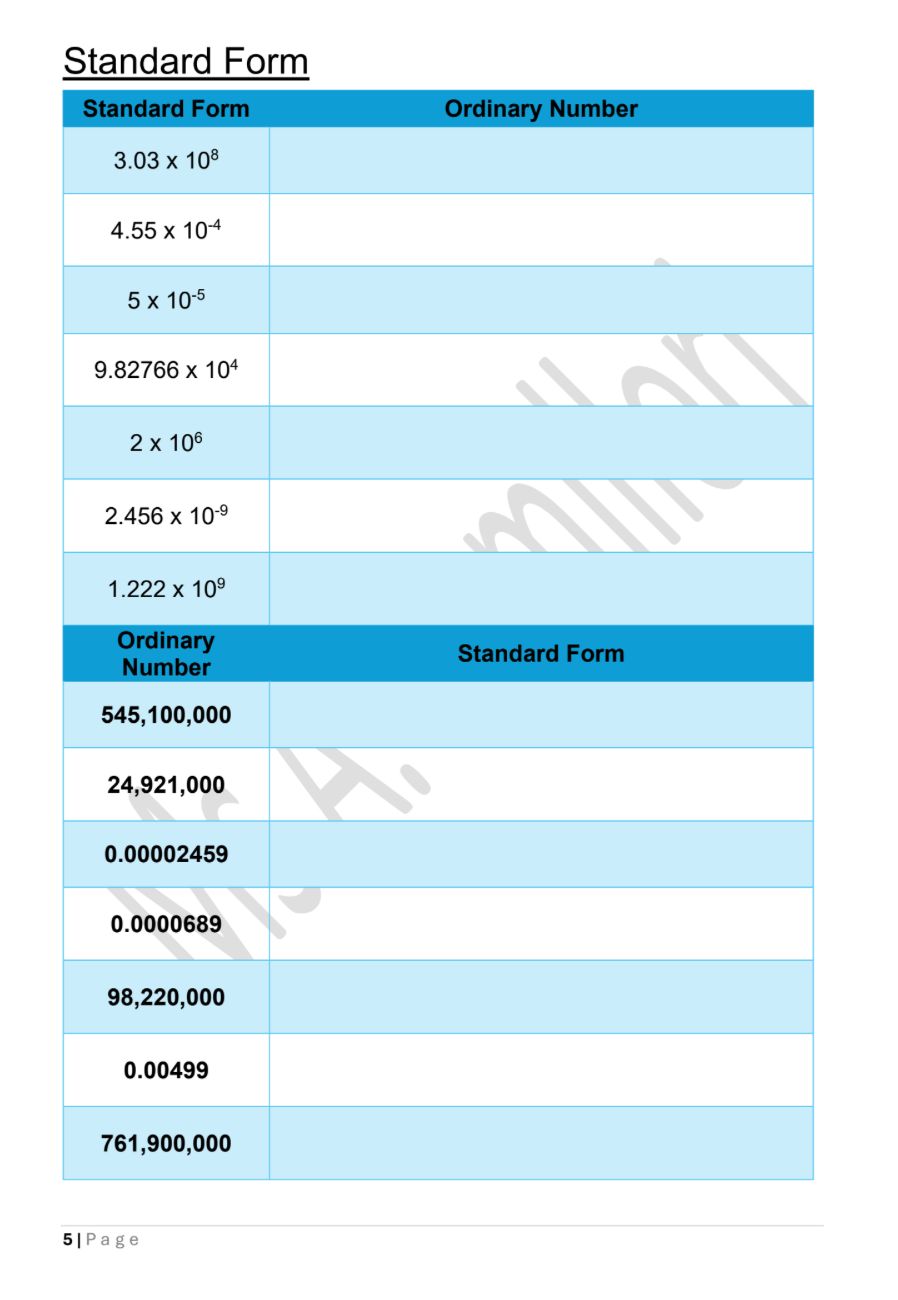 Mathematics Practice Exercises year 9 (3-3*)