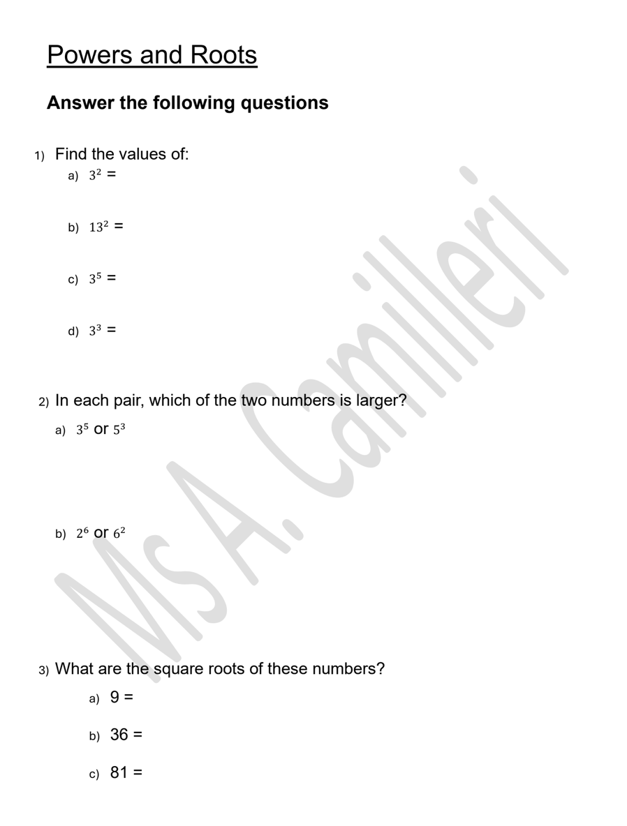 Mathematics Practice Exercises year 9 (3-3*)