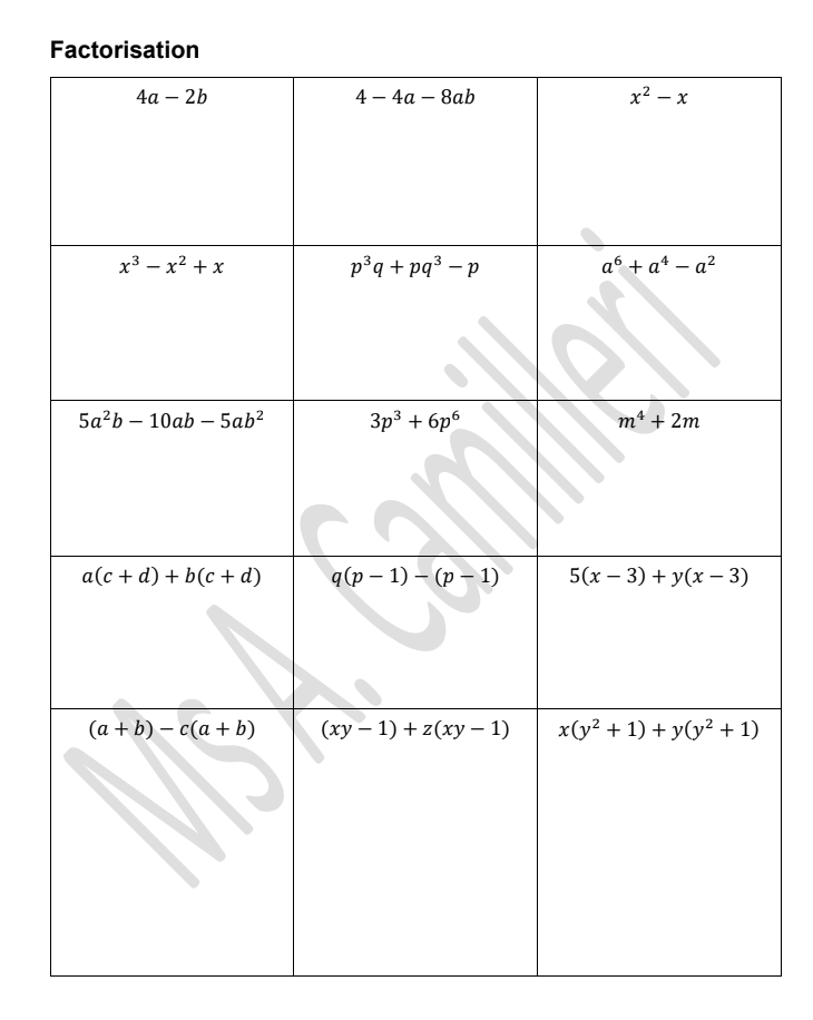 Mathematics Practice Exercises year 10 (2-3)
