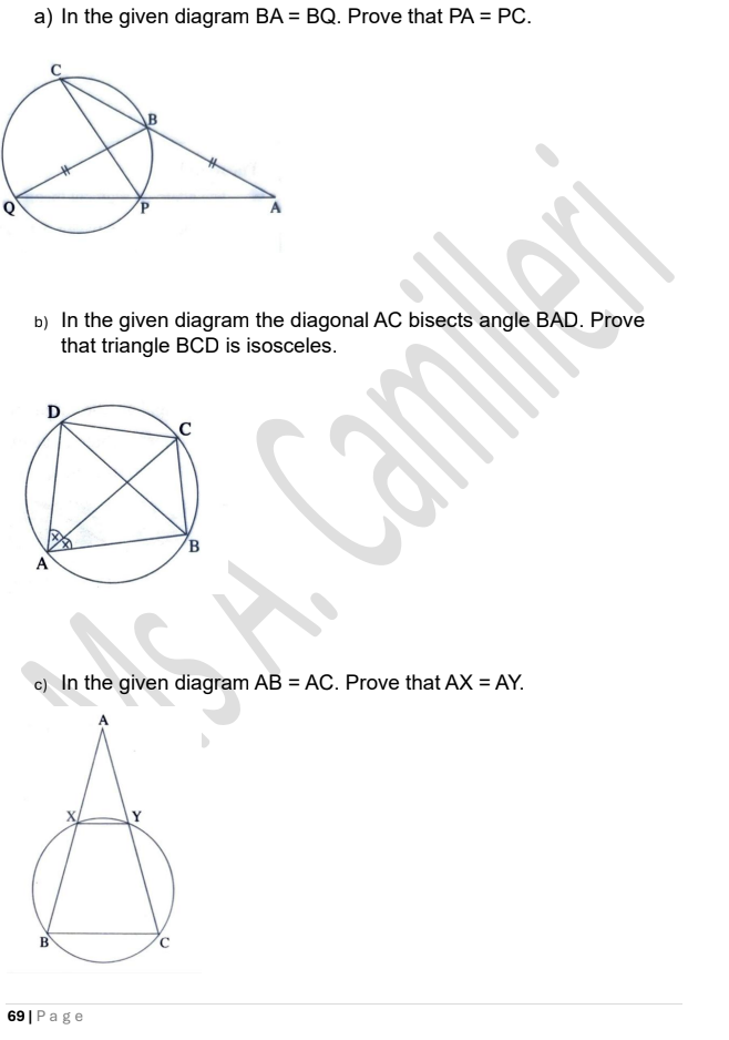 Mathematics Practice Exercises year 10 (2-3)