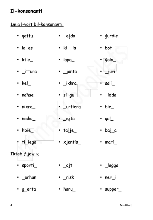 Maltese Revision Booklet year 4
