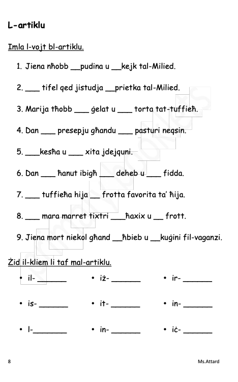 Maltese Revision Booklet year 4