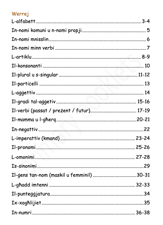 Maltese Revision Booklet year 5