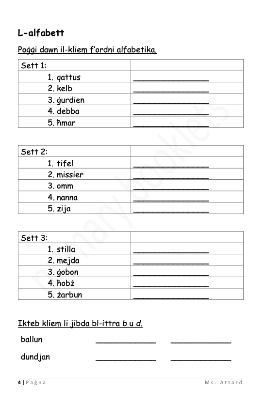 Maltese Revision Booklet year 5