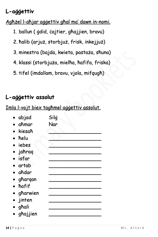 Maltese Revision Booklet year 5