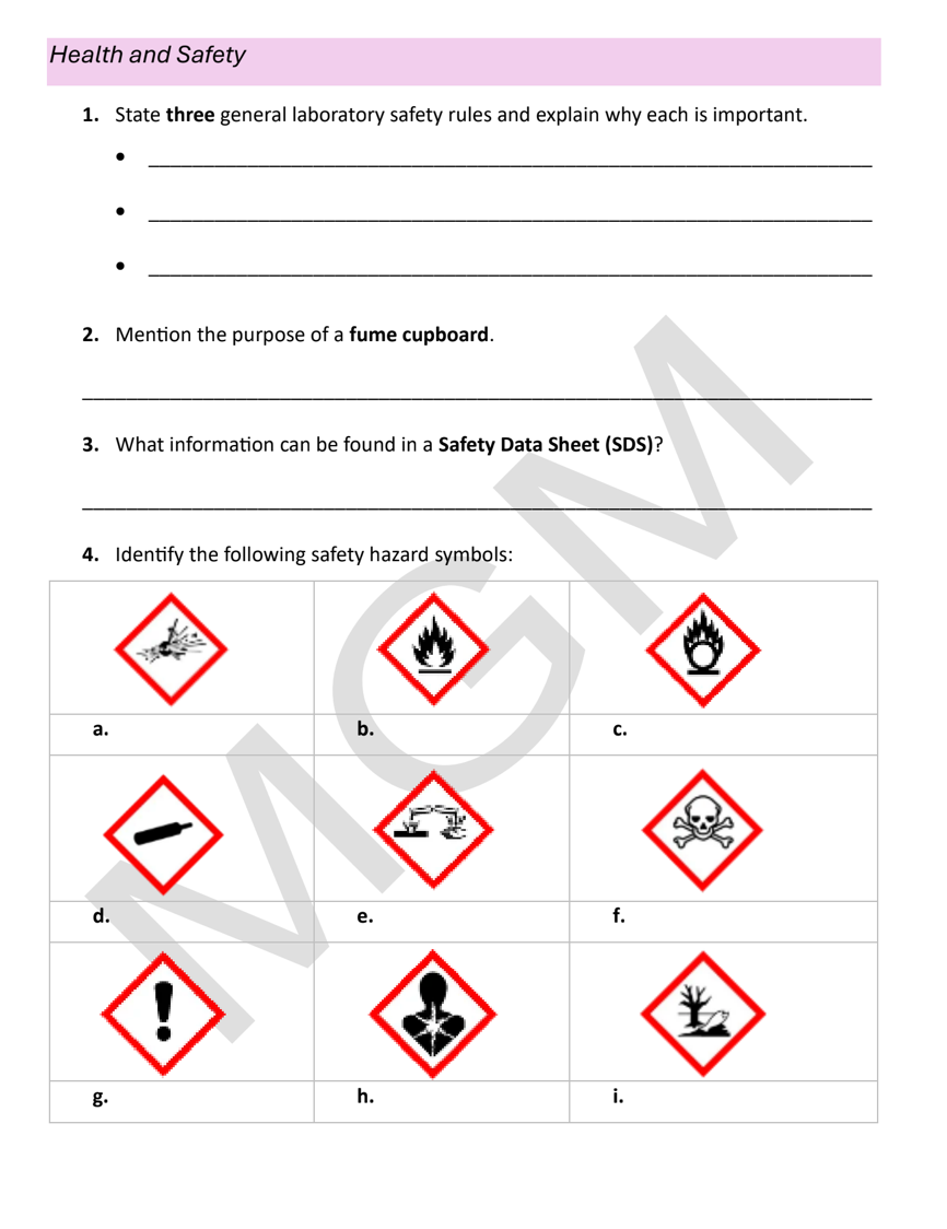Year 9 Chemistry Revision Booklet
