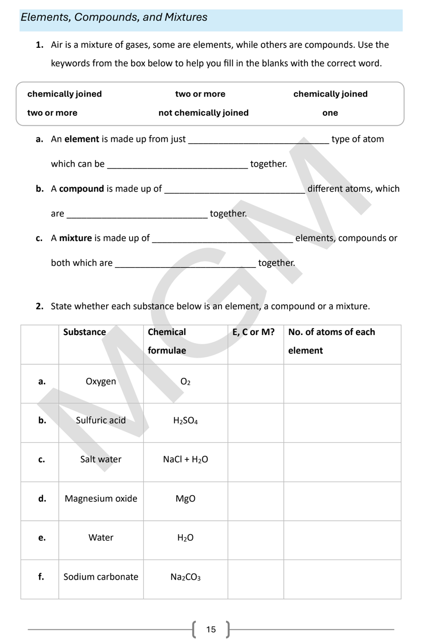 Year 9 Chemistry Revision Booklet