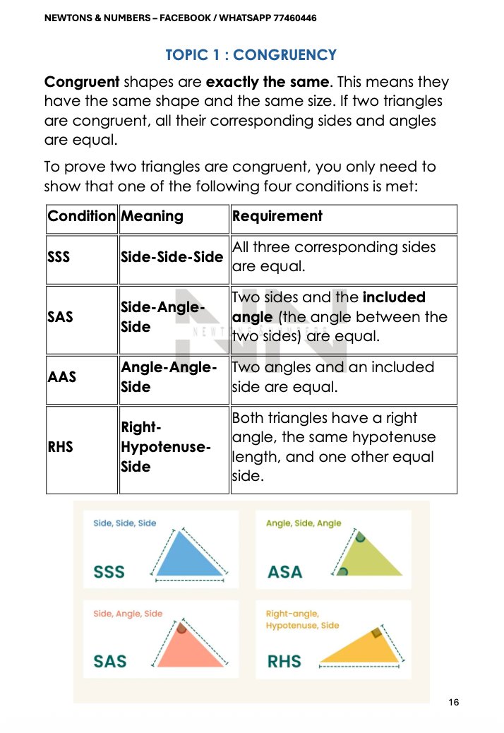 Mathematics Short Notes Year 11