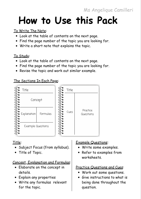 A Guide to Creading Your Own Maths Year 9 Notes