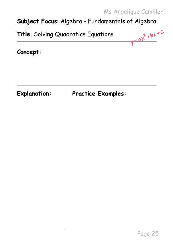 A Guide to Creading Your Own Maths Year 10 Notes