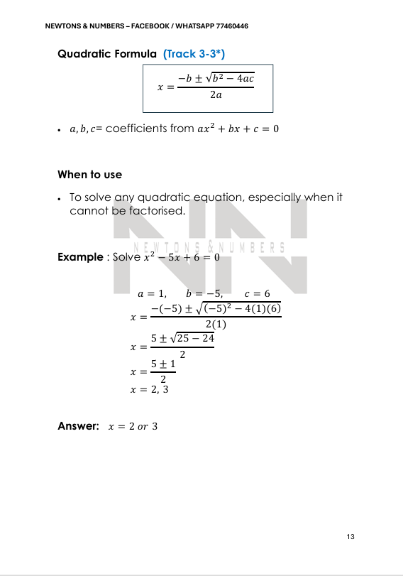 Mathematics Formula & Methods Handbook | O'level