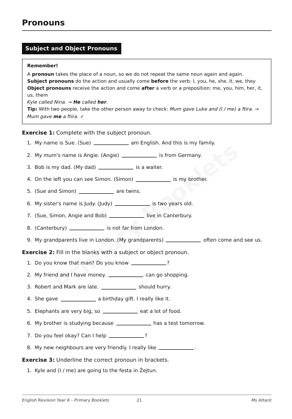 English Revision Booklet | Year 6