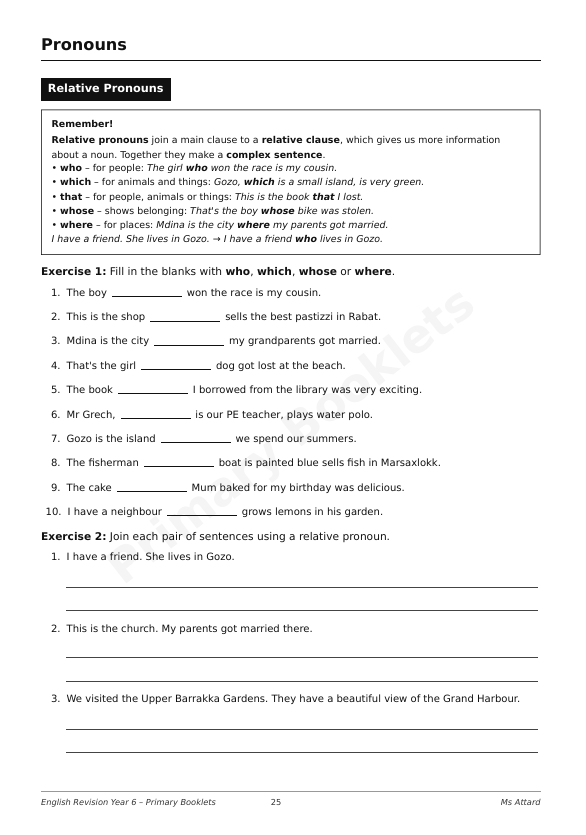 English Revision Booklet | Year 6