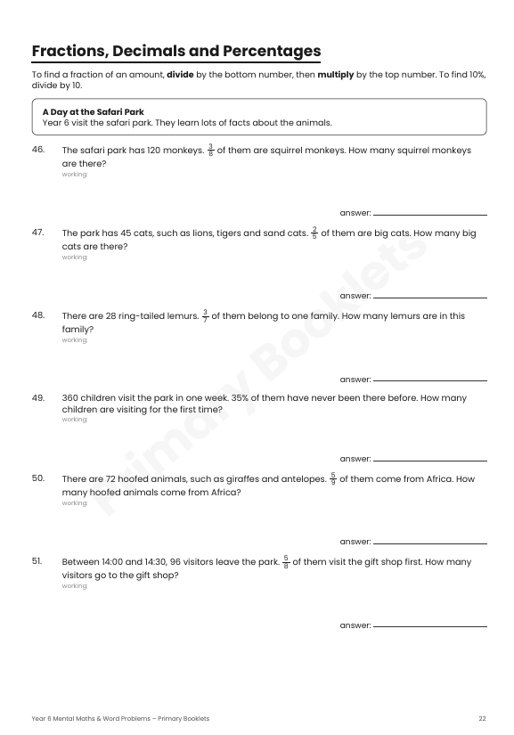 Maths Mental Paper and Word Problems Booklet | Year 6