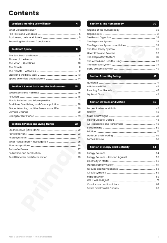 Science Notes & Exercises | Year 6