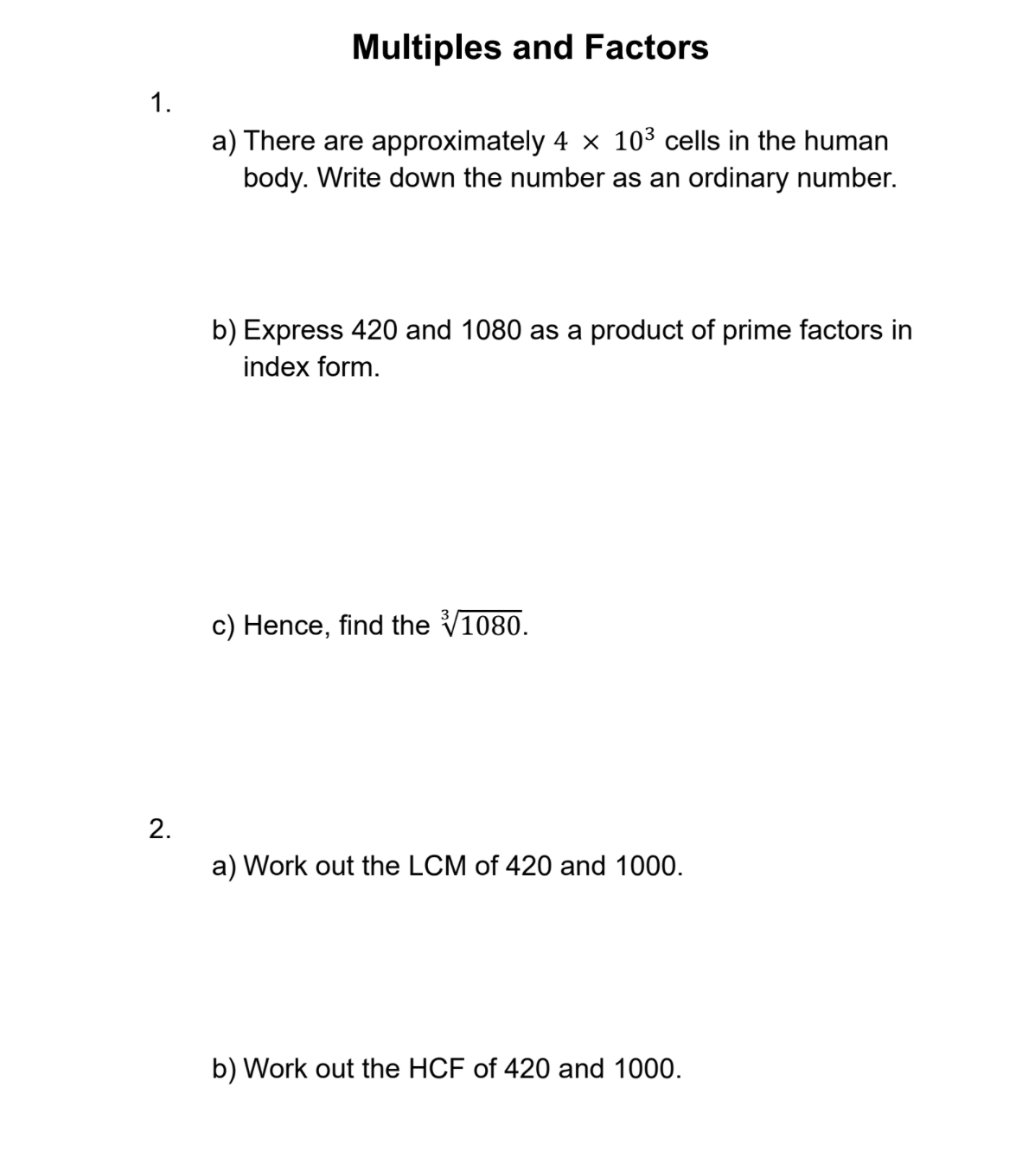 Mathematics Revision Booklet - O'Level