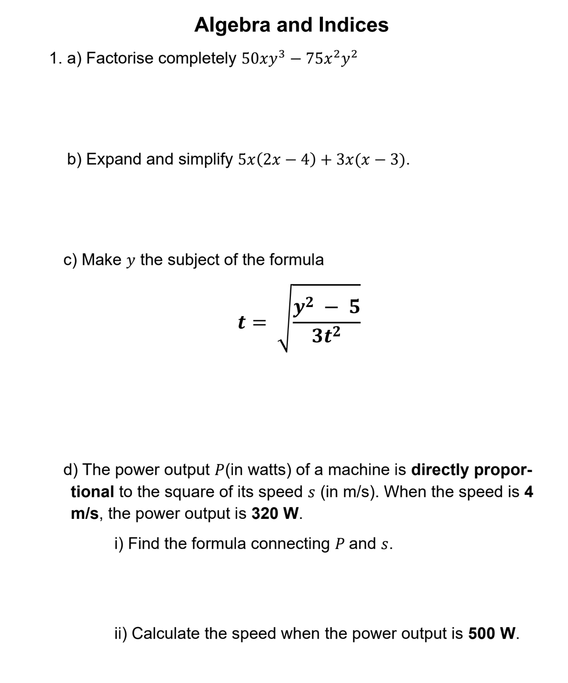 Mathematics Revision Booklet - O'Level