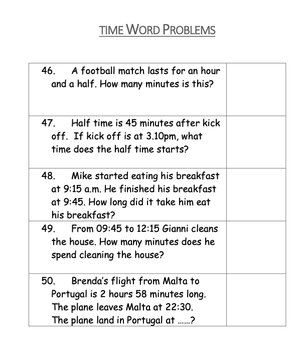 Maths Word Problems year 4-6