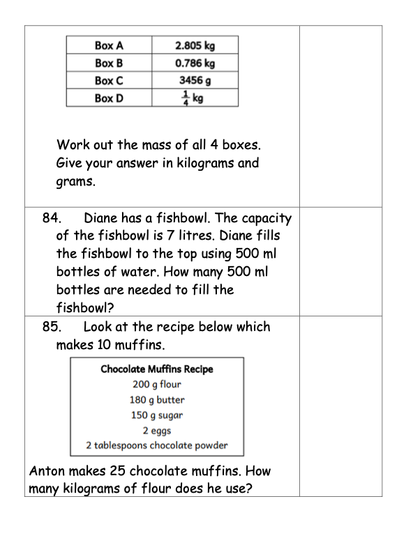 Maths Word Problems year 4-6