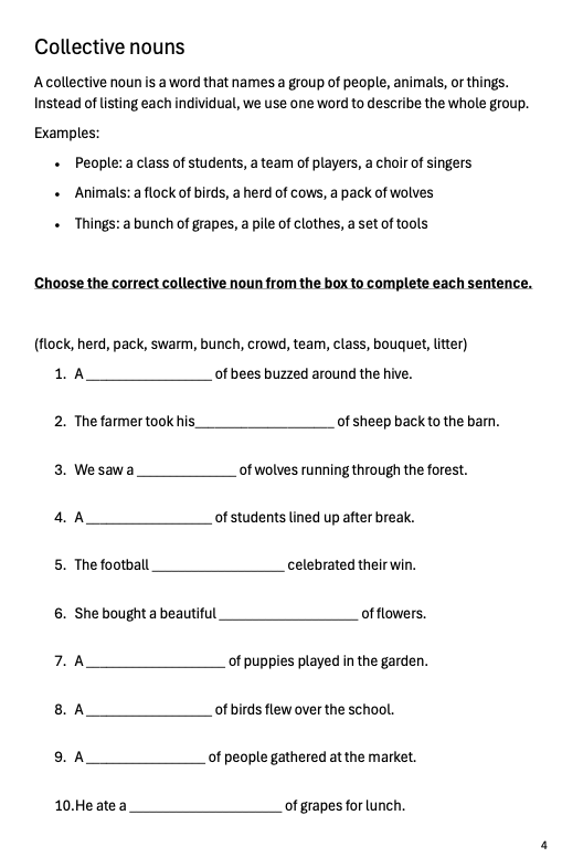 English Revision Booklet year 4