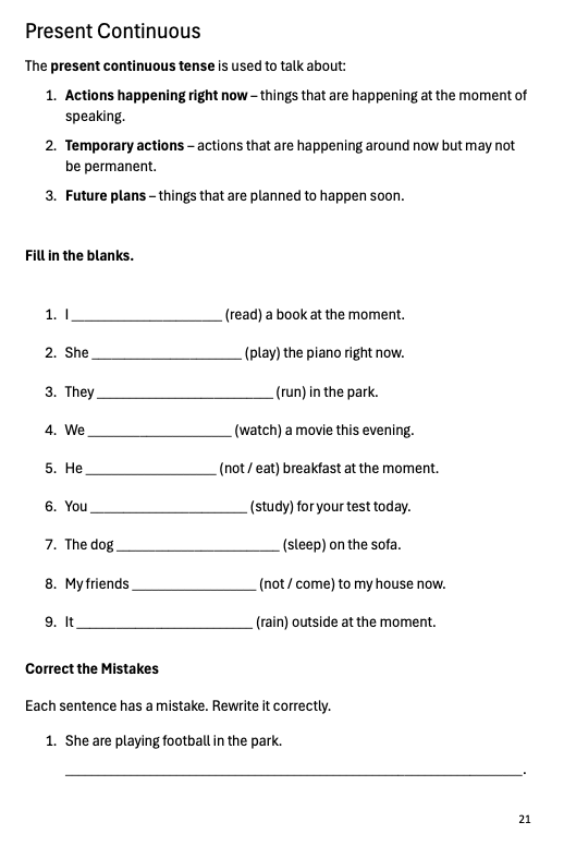 English Revision Booklet year 4