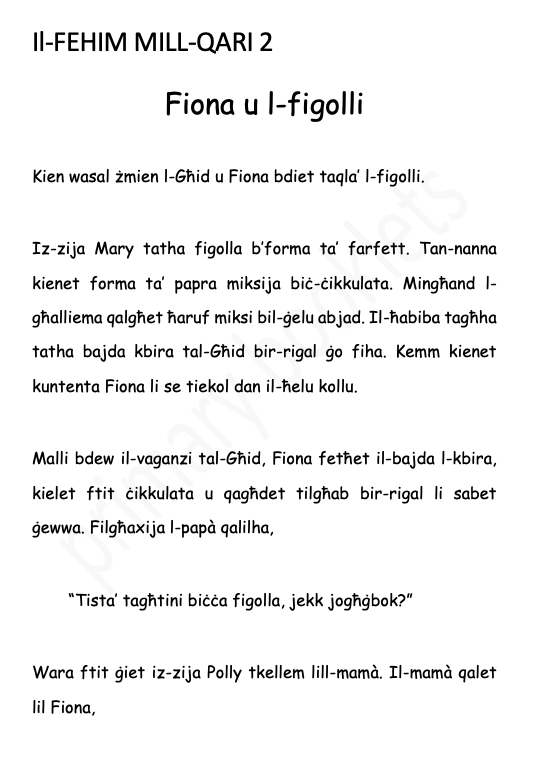 Il-Fehim mis-smiegħ tal-Malti year 4
