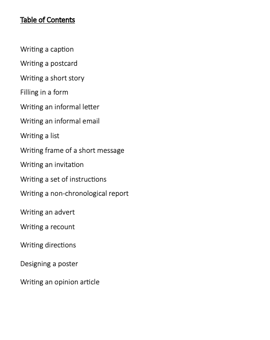 English Creative Writing year 4-6