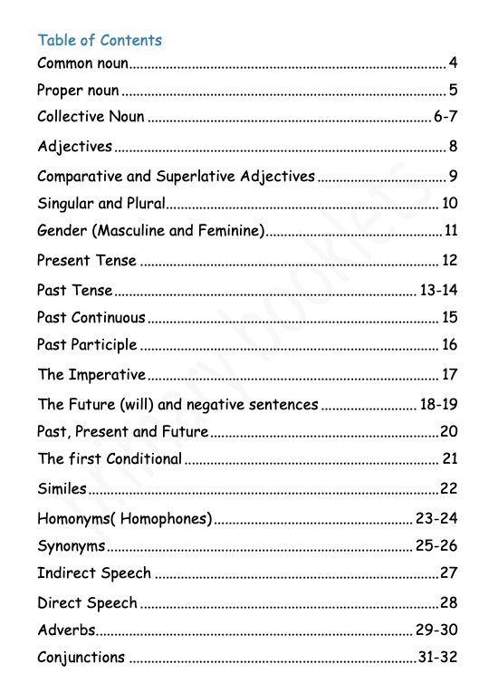 English Revision Booklet year 5