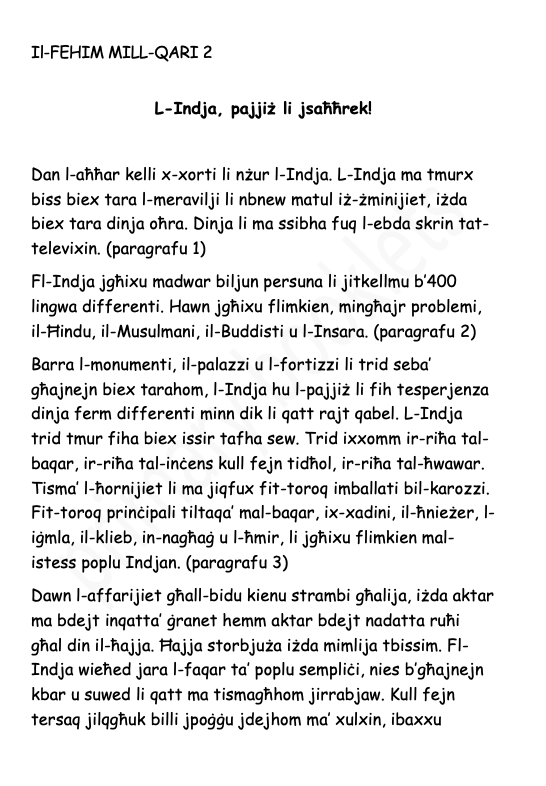 Il-Fehim mis-smiegħ tal-Malti year 5