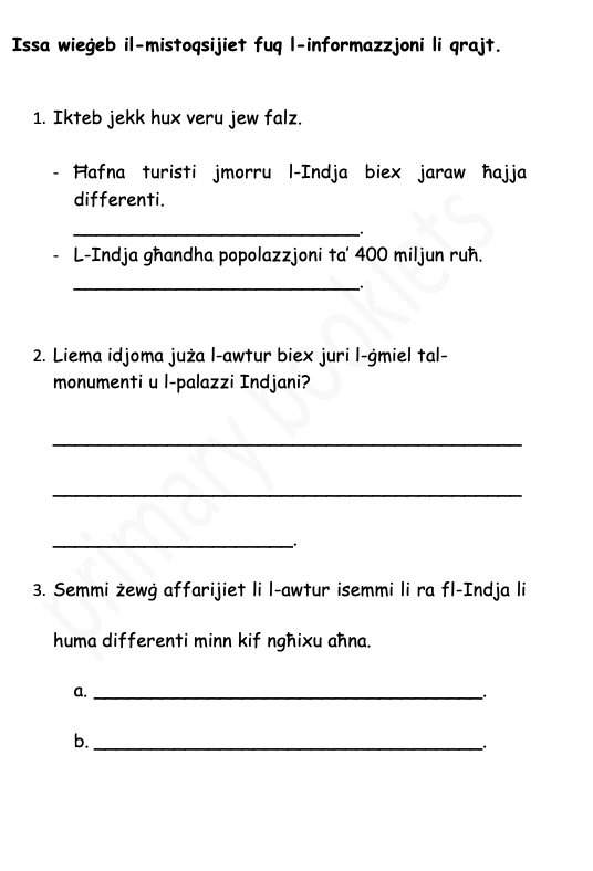 Il-Fehim mis-smiegħ tal-Malti year 5