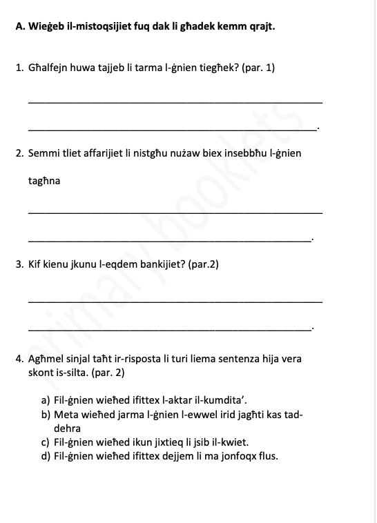 Il-Fehim mis-smiegħ tal-Malti year 6