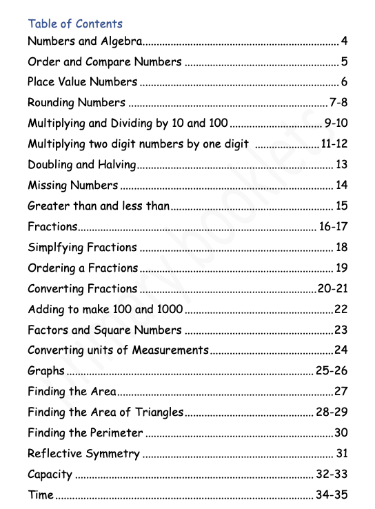 Maths Revision Booklet year 6