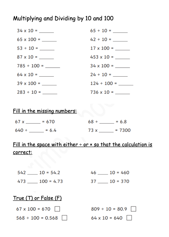 Maths Revision Booklet year 6